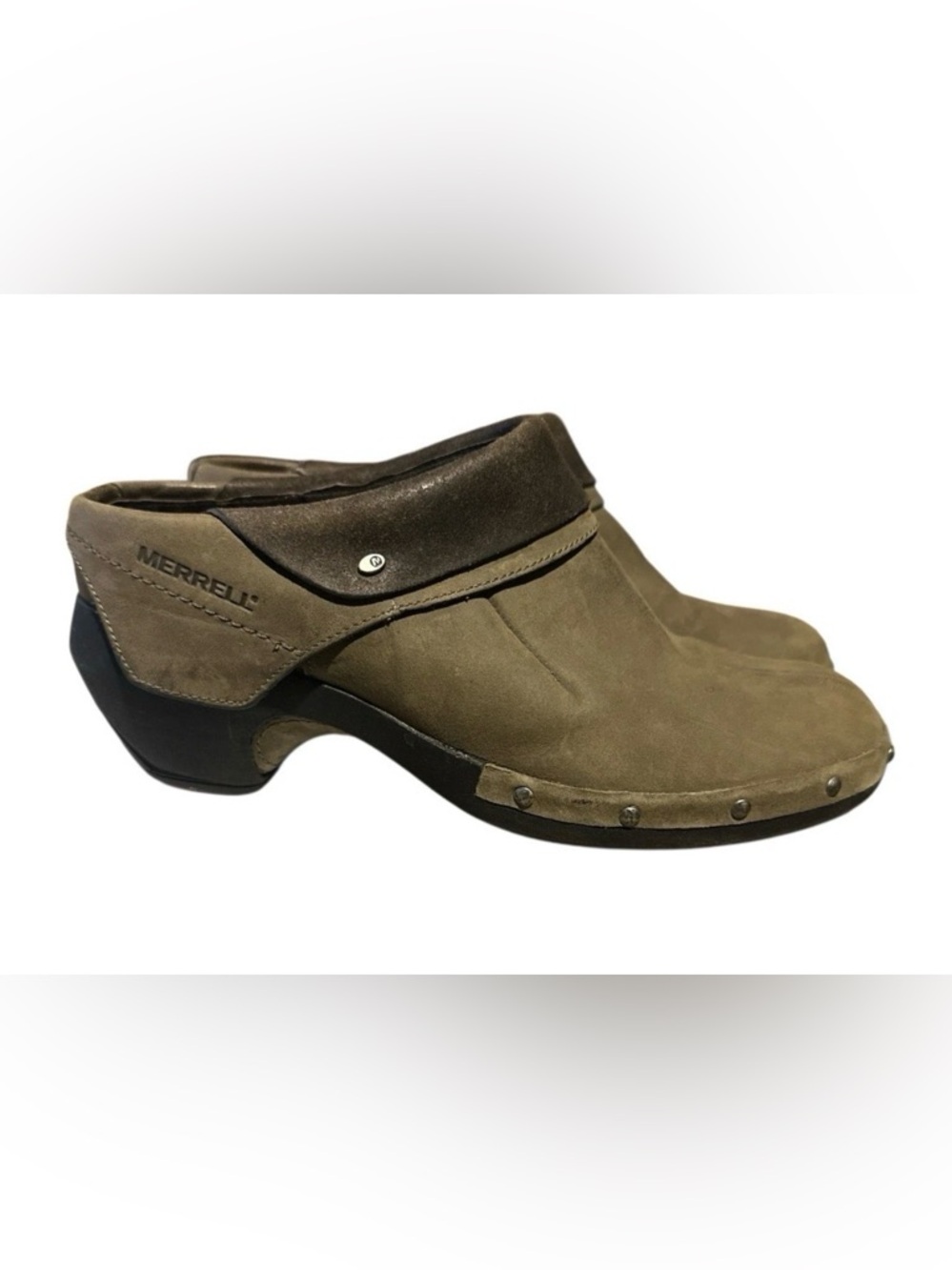 Merrell Women's Drizzle Luxe Wrap Bitter Chocolate Brown Leather Studded Clogs